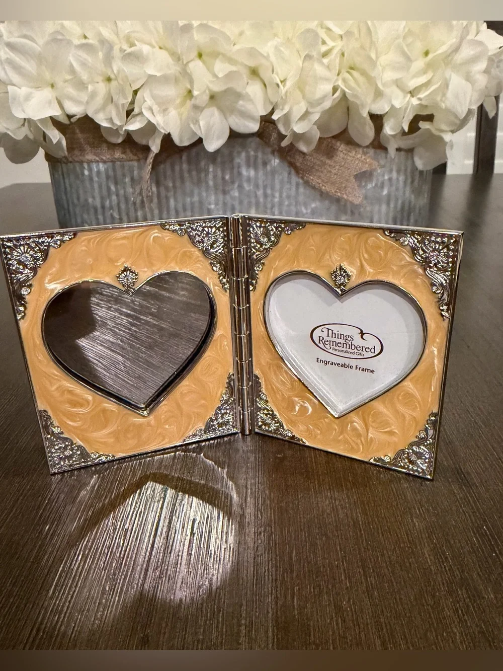 Vintage Things Remembered Folding Double Heart Picture Frame & Mirror Swarovski